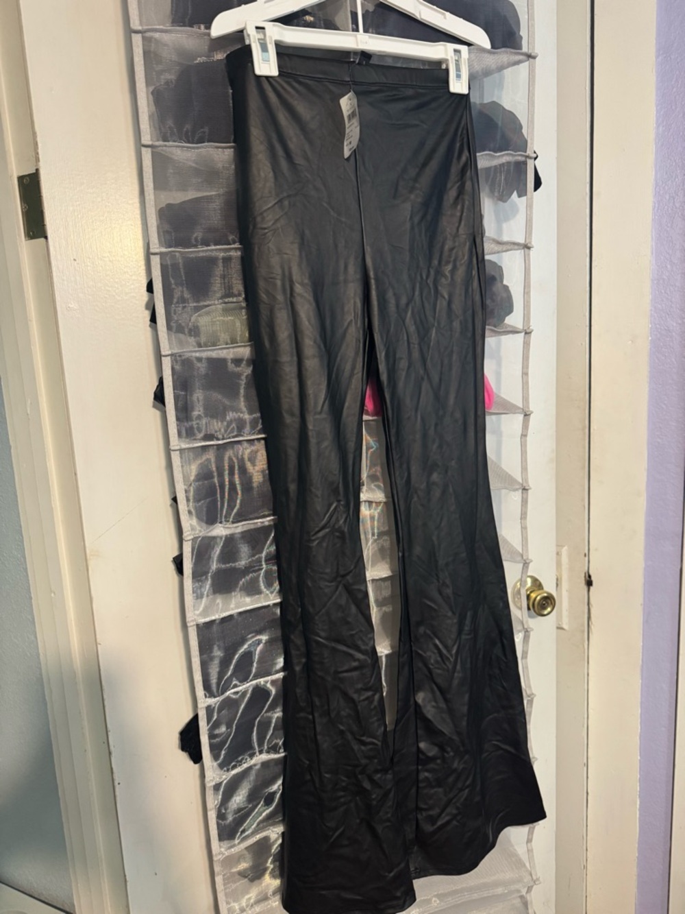 Windsor Black Faux Leather Flare Pants
